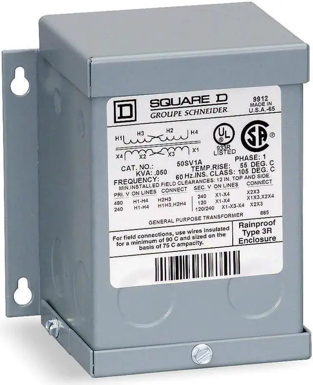 Alt view image 2 of 2 - SQUARE D 150SV1A General Purpose Transformer, 150 VA, NEMA 3R, 55°C, 120/240V