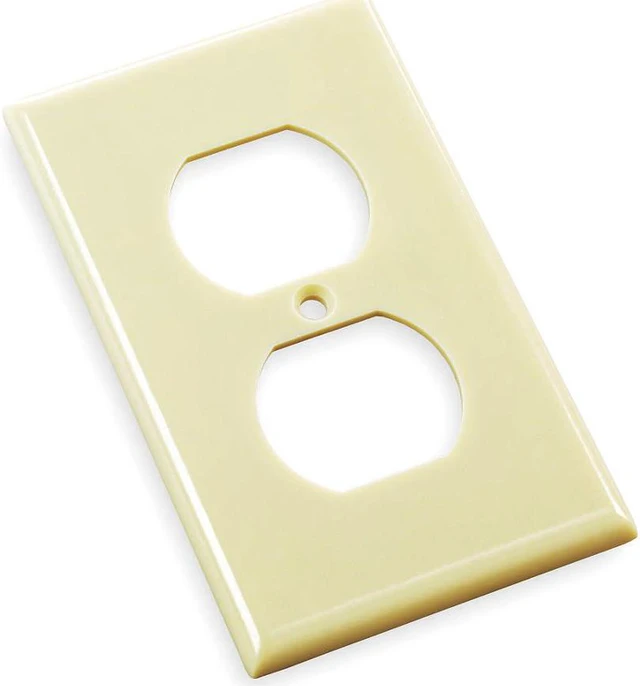 Main image of Leviton 80503-I Ivory Midway Single Gang Duplex Receptacle Wall Plate