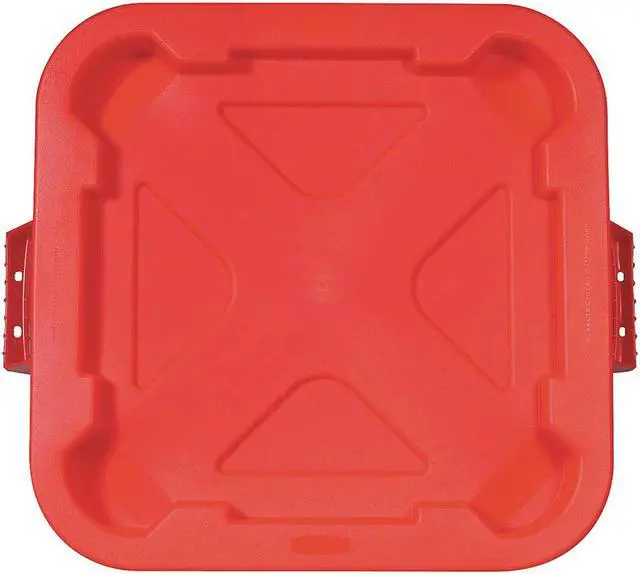 Alt view image 2 of 5 - RUBBERMAID FG352900RED Trash Can Top,Flat,Snap-On Closure,Red