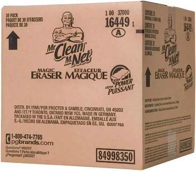 Alt view image 3 of 9 - Mr. Clean 16449, Magic Eraser Extra Power, 4 3/5" x 2 2/5", 7/10" Thick, White, 30/Carton