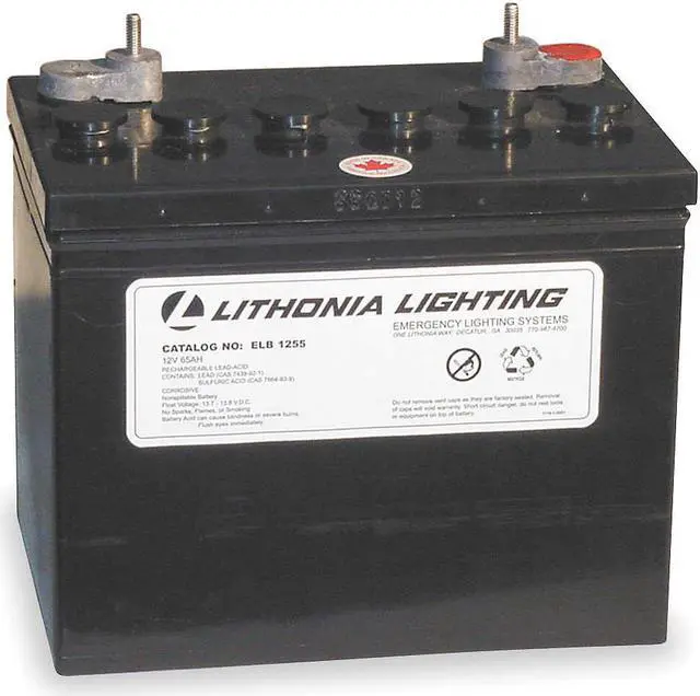 Alt view image 2 of 2 - LITHONIA LIGHTING ELB 1255 Battery,Lead Calcium,12V,75Ah