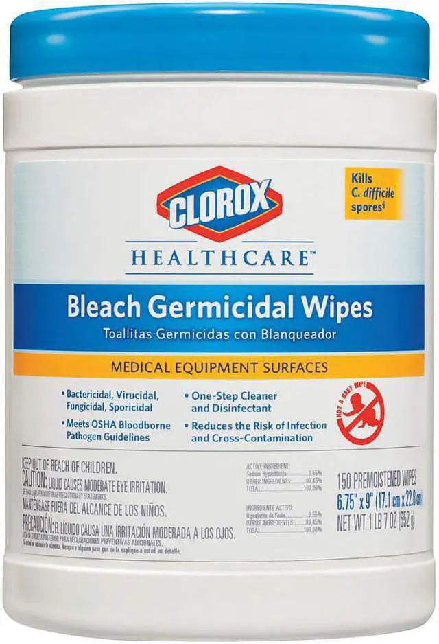 Alt view image 3 of 17 - Germicidal Wipes, 6 X 5, Unscented, 150/Canister