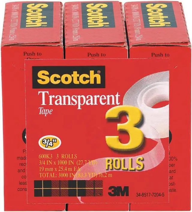 Alt view image 2 of 4 - SCOTCH 600K3 Office Tape,Polyolefin Backing,PK3