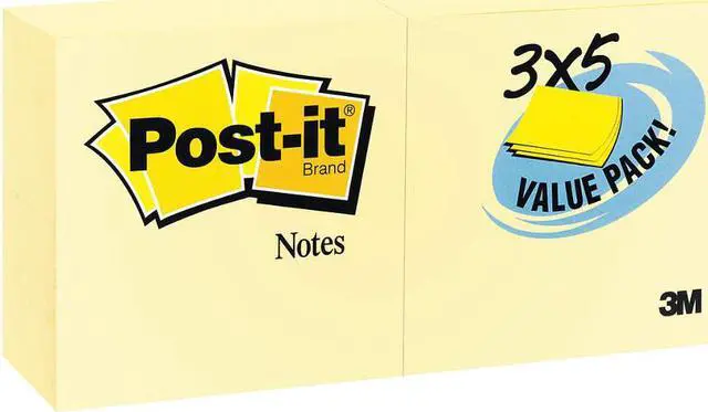 Main image of POST-IT 655-24VAD Sticky Notes,3x5 In.,Yellow,PK24