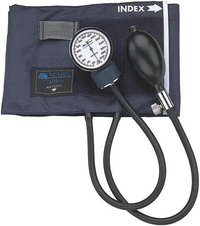 Main image of Mabis 01-133-016 Caliber Adjustable Aneroid Sphygmomanometer - Blue Nylon Cuff - Large Adult