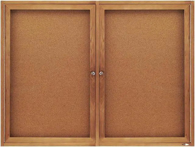 Alt view image 7 of 20 - Quartet Enclosed Bulletin Board Natural Cork/Fiberboard 48 x 36 Oak Frame 364