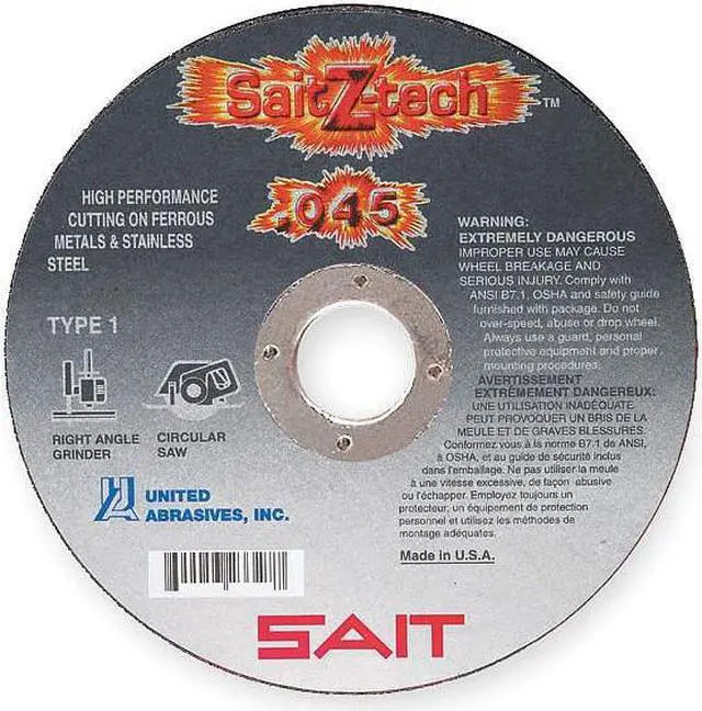 Alt view image 2 of 2 - UNITED ABRASIVES/SAIT 23327 Abrasive Cut-Off Wheel, Type 1, 6 in Dia, 0.045 in
