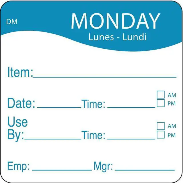 Alt view image 2 of 2 - DAYMARK 1100531 Day Label,Monday,2-5/9 In. W,PK250