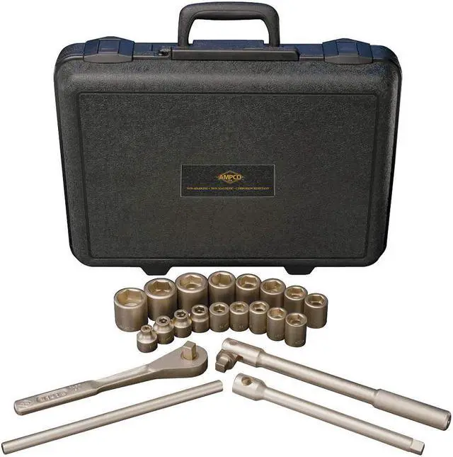 Main image of AMPCO W-260 1/2" Drive Nonsparking Socket Wrench Set, SAE, 21pcs