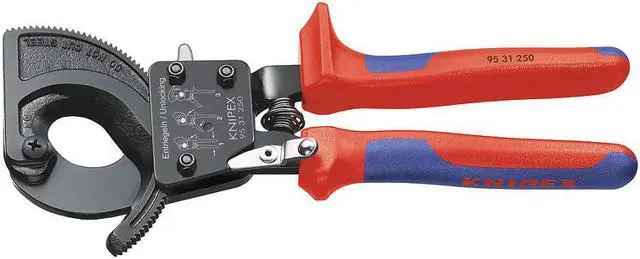 Main image of KNIPEX 95 31 250 SBA 10" Ratchet Action Cable Cutter, Center Cut