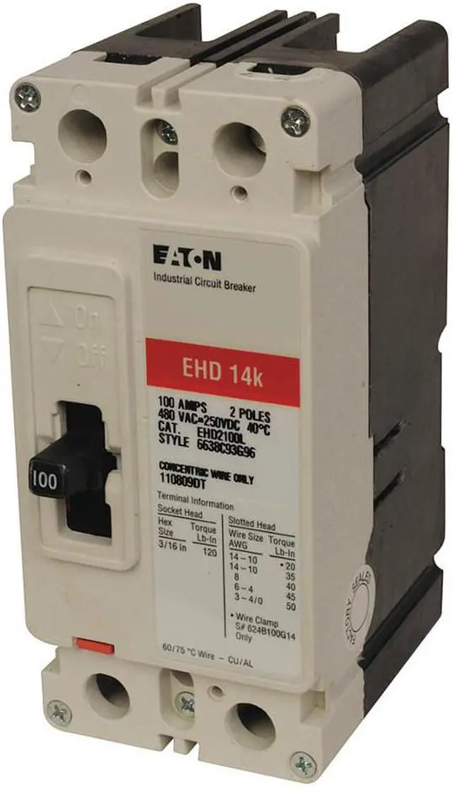 Main image of EATON EHD2020 Molded Case Circuit Breaker, EHD Series, 20A, 2 Pole, 480V AC,