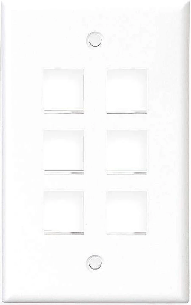 Alt view image 3 of 4 - Leviton 41080-6IP 6-Port QuickPort Wall Plate, Ivory