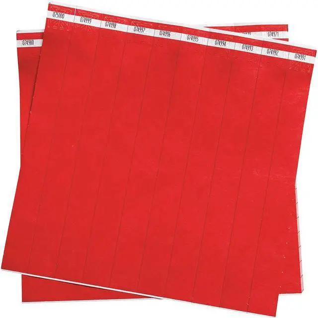 Alt view image 2 of 3 - Wristband, Red, Numbered, PK 500