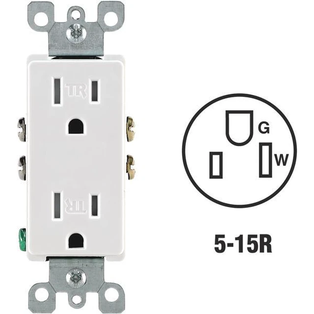 Alt view image 4 of 5 - Leviton T5325-W Tamper Resistant Decora Receptacle, 15A, 125V, White