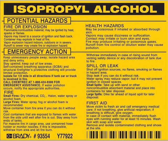 Alt view image 2 of 2 - BRADY 93554 Chemical Label,3-3/4inHx4-1/2inW,PK25