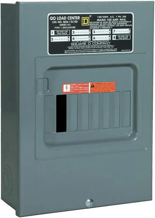Main image of Load Center, Main Lug, 100 Amps, 120/240VAC Voltage, Number of Spaces: 6