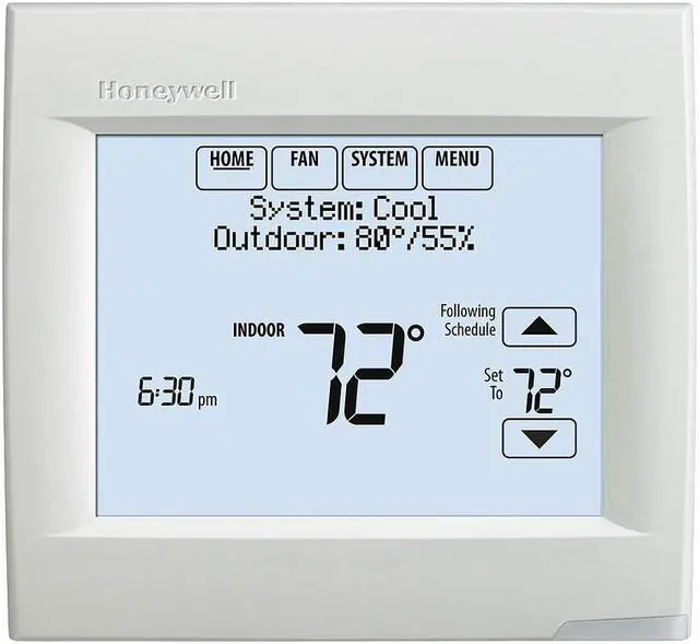Alt view image 5 of 14 - Honeywell TH8110R1008 VisionPRO 8000 Arctic White Touch Screen Programmable Thermostat, 18 To 30 VAC/750 mV