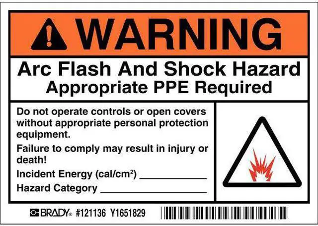 Alt view image 2 of 2 - BRADY 121136 Arc Flash Label,3-1/2 In. H,5 In. W,PK5