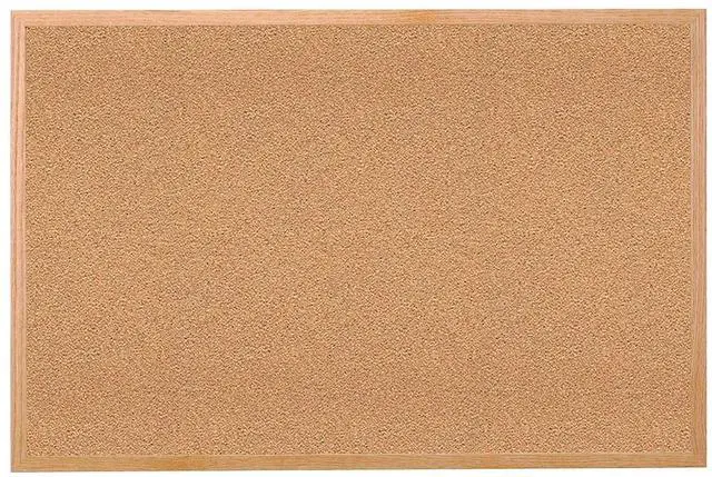 Alt view image 4 of 11 - Ghent 1434-1 Natural Cork Bulletin Board with Wood Frame - 46.5" x 36" - Tan Surface, Oak Finished Wood Frame