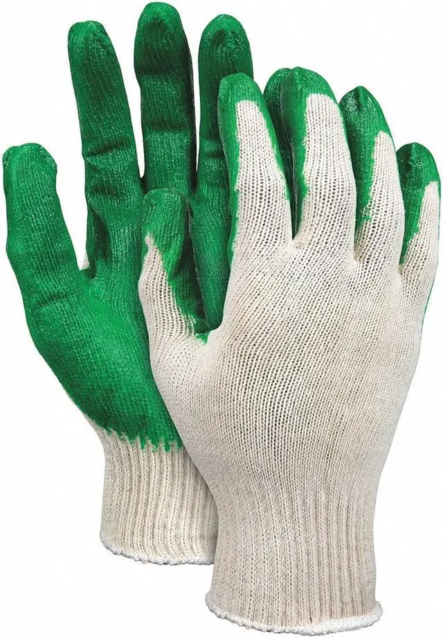 Alt view image 2 of 2 - MCR SAFETY 9681L Latex Coated Gloves, Palm Coverage, White/Green, L, 12PK