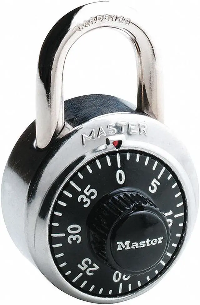 Main image of MASTER LOCK 1502 Combination Padlock, Center, Black/Silver