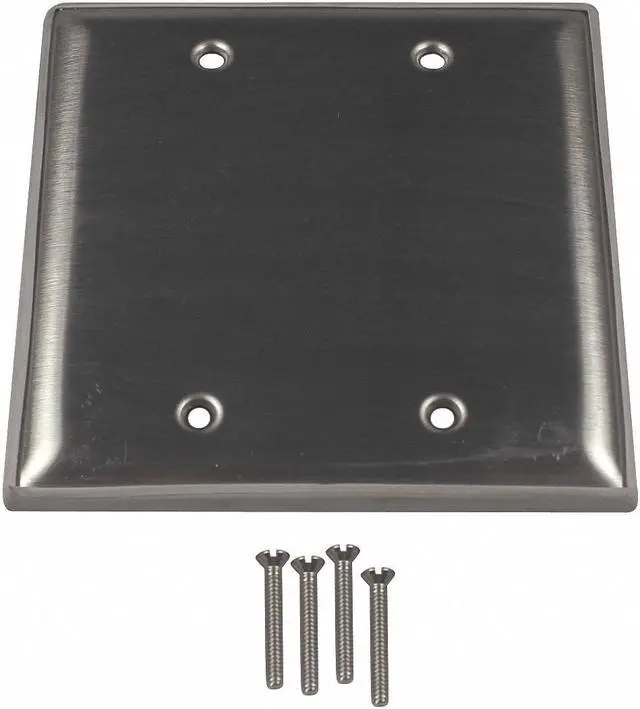 Alt view image 2 of 2 - CALBRITE S607BLPLTD Box Cover, Square Box Type, 2 Gang, Stainless Steel, Blank
