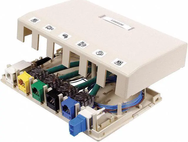 Alt view image 2 of 3 - HUBBELL PREMISE WIRING HSB6OW Surface Mount Box,6 Ports,Office White