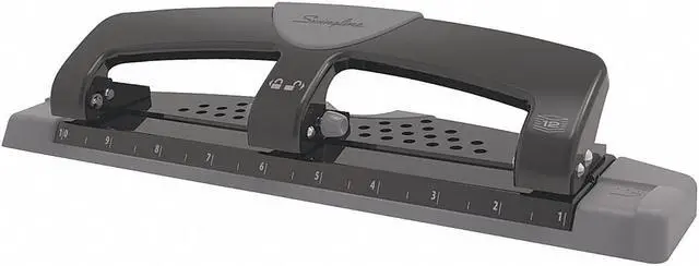 Alt view image 3 of 12 - SWINGLINE A7074134 Three-Hole Paper Punch,12 Sheets,Blk/Gry