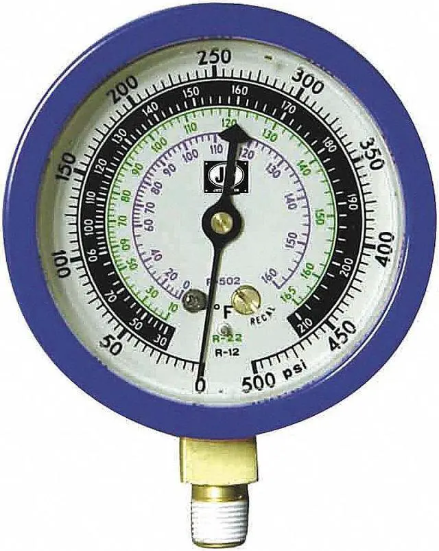 Alt view image 2 of 2 - JB INDUSTRIES M2-890 Gauge,3-1/8 In Dia,Low Side,Blue,500 psi