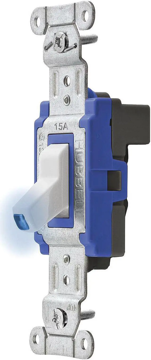 Alt view image 2 of 2 - HUBBELL WIRING DEVICE-KELLEMS SNAP1201ILW Illminatd Wall Swtch, 1-Pole, 15A,