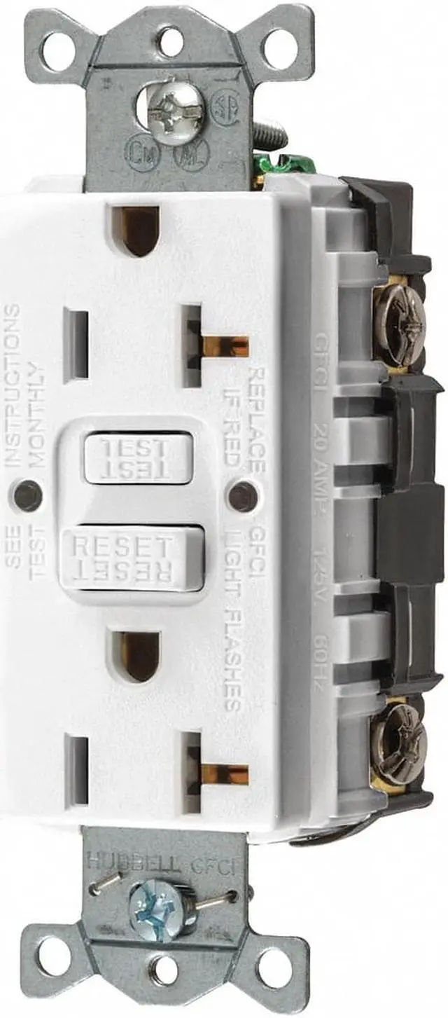 Alt view image 2 of 6 - HUBBELL WIRING DEVICE-KELLEMS GFR20W GFCI Receptacle, Duplex, 1 Phase, NEMA