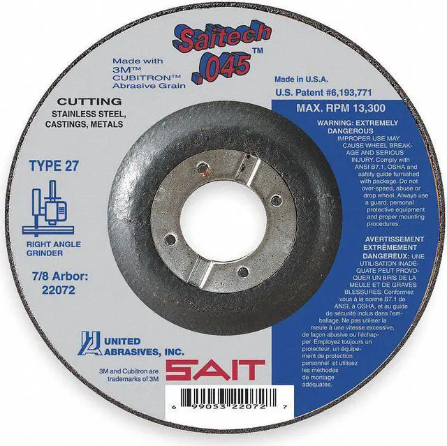 Alt view image 2 of 2 - UNITED ABRASIVES-SAIT 22082 Depressed Center Wheels, Type 27, 6 in Dia, 0.045