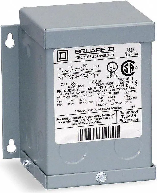 Alt view image 2 of 3 - SQUARE D 500SV1B Transformer,500VA,120/240V,Wall