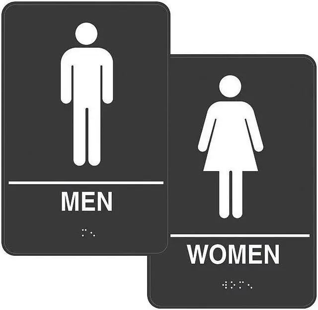 Alt view image 2 of 3 - Restroom Signs,9 x 6In,Plastic,PR COSCO 98095