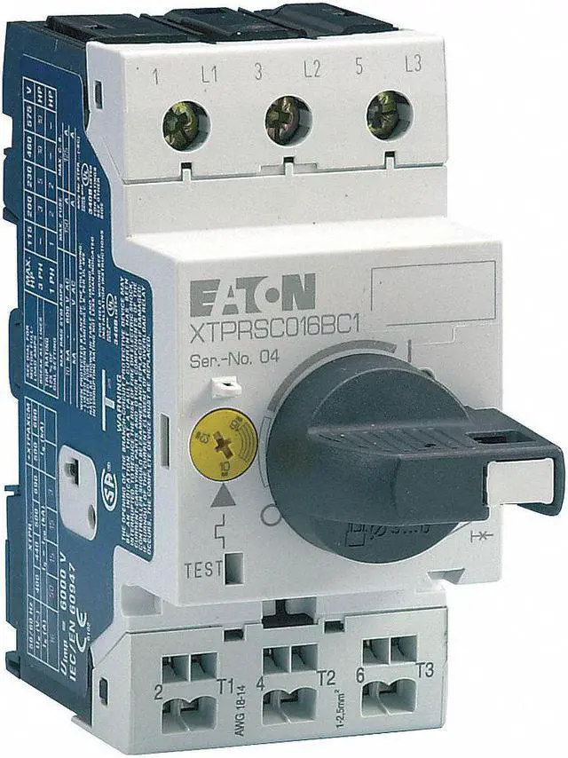 Alt view image 2 of 3 - EATON XTPR1P6BC1 Manual Mtr Protector,1.6A,Rotary,Frame B