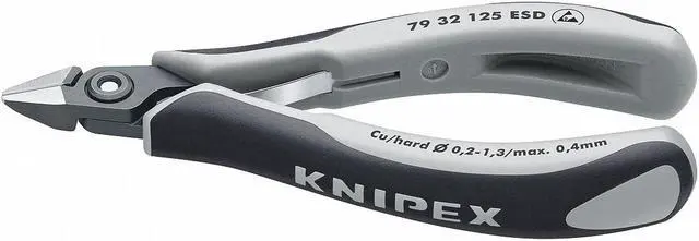 Main image of Knipex 79-32-125-ESD ESD Precision Electronics Diagonal Cutters Pointed Head w/ Very Small Bevel - MultiGrip
