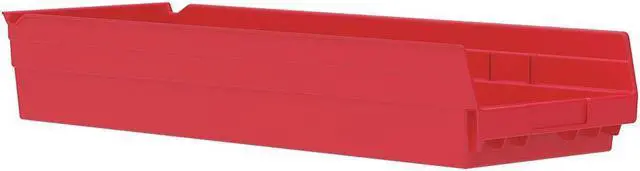 Alt view image 2 of 2 - AKRO-MILS 30184RED Shelf Storage Bin, Plastic, Red, 4 in H, 8 3/8 in W, 23 5/8