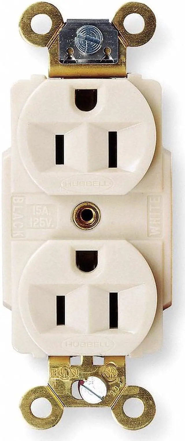 Main image of HUBBELL WIRING DEVICE-KELLEMS HBL5262W Straight Blade Receptacle, 5-15R, 15 A,