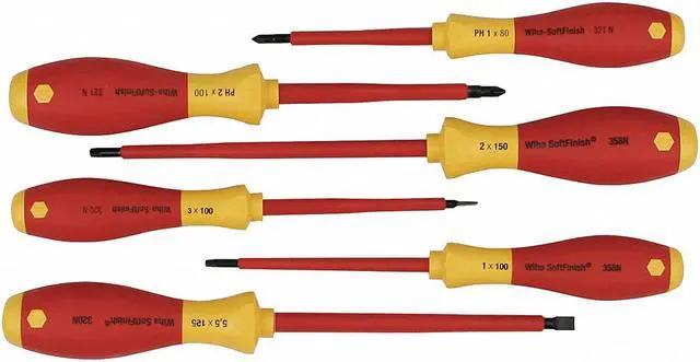 Main image of WIHA 35891 Insulated Screwdriver Set, Slotted/Phillips, Square, 6 pcs