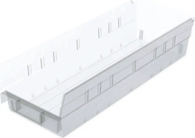 Alt view image 2 of 2 - AKRO-MILS 30138SCLAR Shelf Storage Bin, Plastic, Clear, 4 in H, 6 5/8 in W, 17