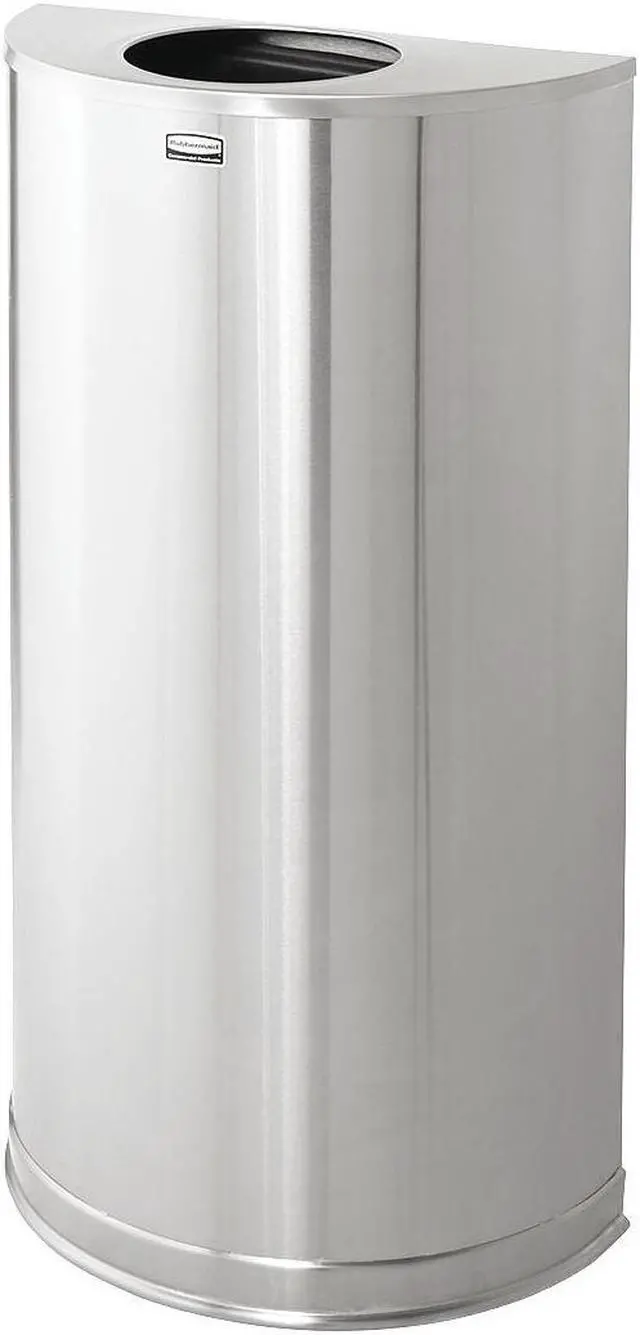 Alt view image 2 of 5 - RUBBERMAID FGSO12SSSPL 12 gal. Stainless Steel Half-Round Fire-Resistant Trash