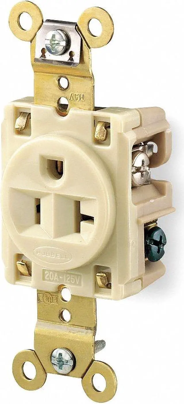 Main image of HUBBELL WIRING DEVICE-KELLEMS HBL5361I Straight Blade Receptacle, 5-20R, 20 A,