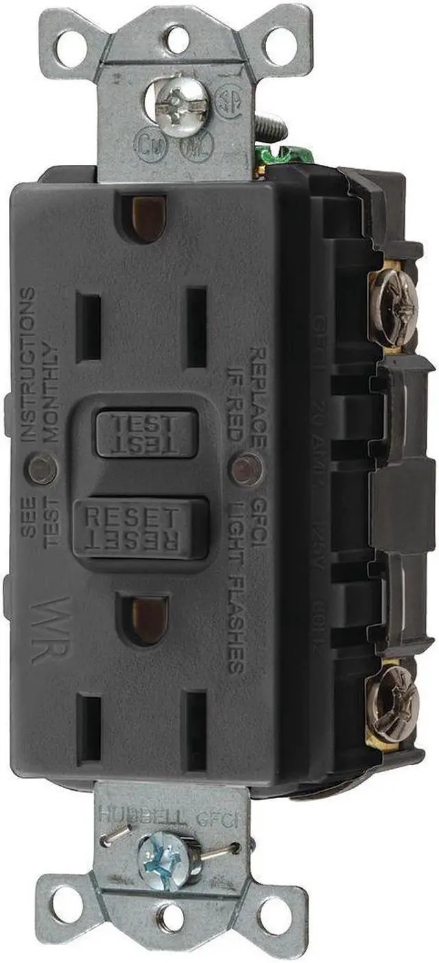 Main image of GFCI Rceptcle,Commer.,Blk,15A,0.5 HP HUBBELL WIRING DEVICE-KELLEMS GFWRST15BK