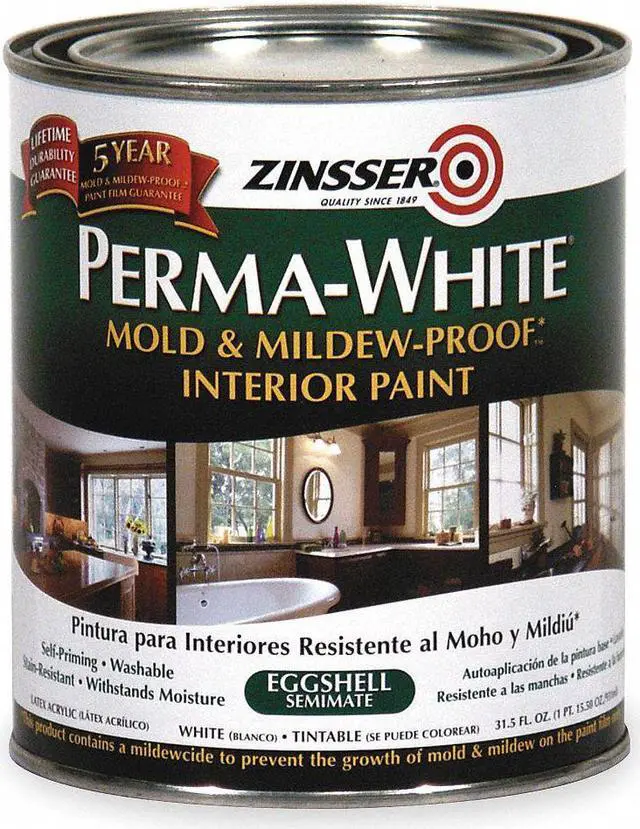 Alt view image 4 of 8 - ZINSSER 2774 Interior Paint, Eggshell, Water Base, White, 1 qt