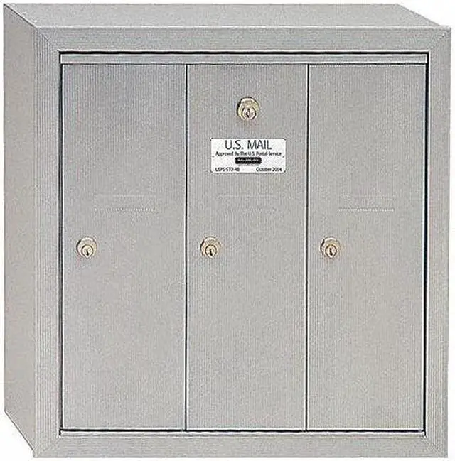 Alt view image 4 of 7 - Salsbury 3503ASU Vertical Mailbox - 3 Doors - Aluminum - Surface Mounted - USPS Access