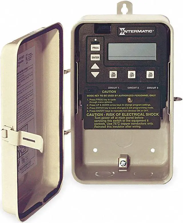Alt view image 8 of 8 - Intermatic Digital Timer,24 hr.,3 SPST,120/240V  PE153