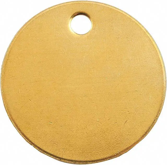 Main image of C.H. HANSON 41822 Blank Tag, Brass, 1 in H x 1 in W, 1 in Dia., Brass, Round,