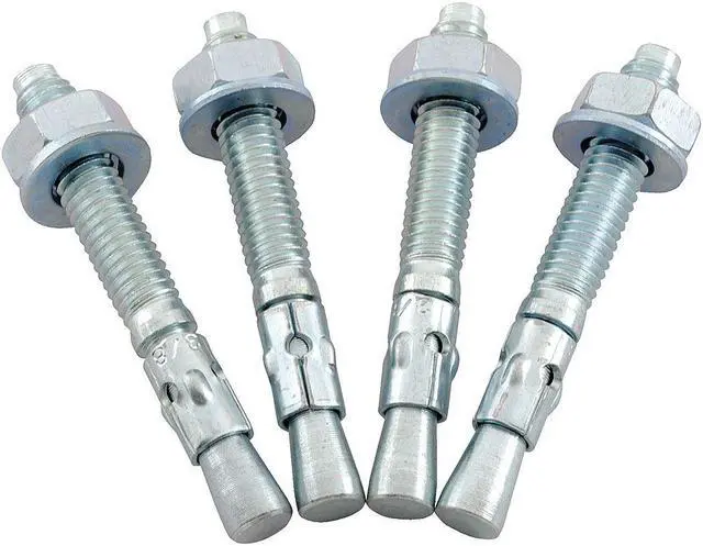 Main image of VESTIL AS-383-4PK Wedge Anchor, 3/8" Dia., 3" L, Steel Zinc Plated, 4 PK