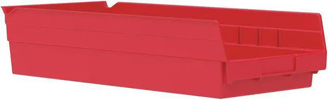 Alt view image 2 of 2 - AKRO-MILS 30158RED Shelf Storage Bin, Plastic, Red, 4 in H, 8 3/8 in W, 17 7/8
