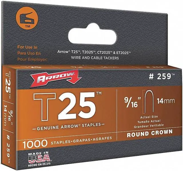 Alt view image 8 of 11 - Arrow Fastener 259 T25 9/16 Inch (14mm) Staples, 1000/Pk